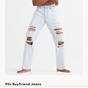 &Denim light wash high waisted ripped jeans